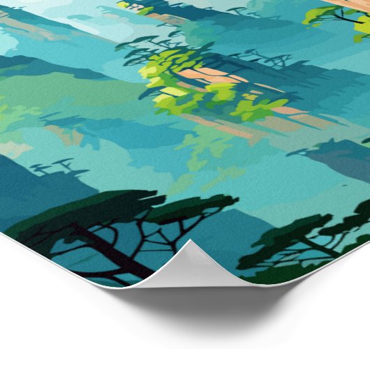 張家界中国ヴィンテージ旅行イラストレーション ポスター (角)