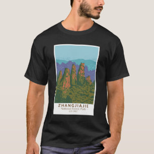 張家界江国有林中国旅行芸術レトロ Tシャツ