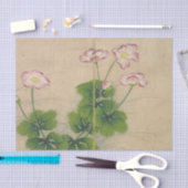 張若靄によるタチアオイの花 薄葉紙 (クラフト)