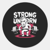 強いおもしろいデッドリフトボディビルユニコーン ラウンドシール (正面)