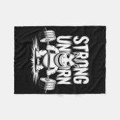 強いおもしろい十字架を持ち上げるユニコーン フリースブランケット (正面(横))