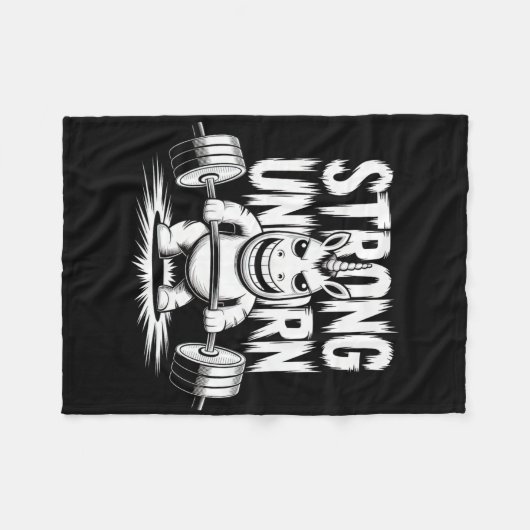 強いおもしろい十字架を持ち上げるユニコーン フリースブランケット (正面(横))