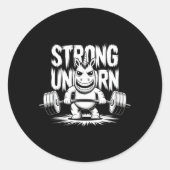 強いおもしろい十字架を持ち上げるユニコーン ラウンドシール (正面)