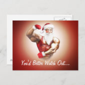 強いおもしろい筋いけな筋サンタクロース葉書 シーズンポストカード (正面/裏面)