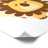 強いかわいいおもしろいかわいいライオン黄色と茶色 ポスター (角)