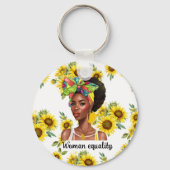 強いアフリカのbla k女性、女性の平等の日 キーホルダー (正面)