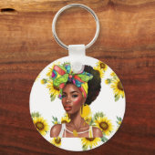 強いアフリカのbla k女性、女性の平等の日 キーホルダー (裏面)