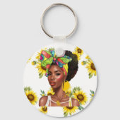 強いアフリカのbla k女性、女性の平等の日 キーホルダー (裏面)