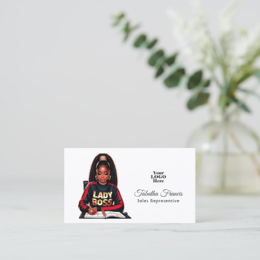 強いアフロ黒人女性エンパワーメントアート 名刺 (スタンド正面)