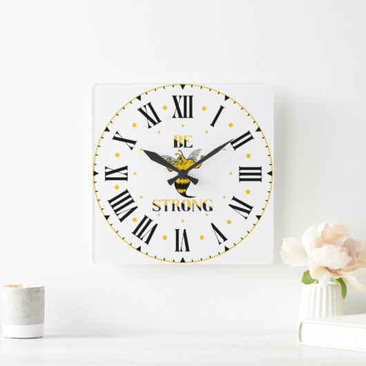 強いイエロージャケットの正方形の壁時計 スクエア壁時計 (ホーム)