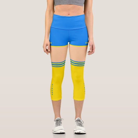 強いウクライナカプリレギンスウクライナ国旗 カプリレギンス (正面)