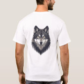 強いオオカミの頭部イラストTシャツ Tシャツ (裏面)