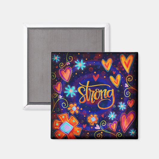 強いカラフルハートお洒落インスパイアトレンディー マグネット (正面/裏面)