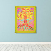 強いカラフル木 キャンバスプリント (インサイチュ (ウッドフロア))