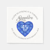 強いサファイアウェディングパーティー水の色 スタンダードカクテルナプキン (正面)