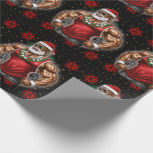 強いサンタクロースおもしろいクリスマス醜いフィット ラッピングペーパー (角)