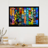 強いステンドグラスストライプモンタージュ ポスター (キッチン)