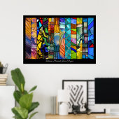 強いステンドグラスストライプモンタージュ ポスター (ホームオフィス)