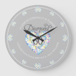 強いダイヤモンド結婚の60 ラージ壁時計