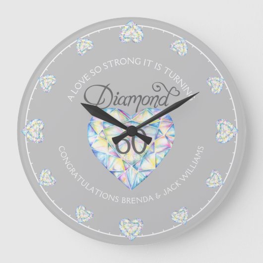 強いダイヤモンド結婚の60 ラージ壁時計 (正面)