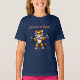 **強いトラ – かわいいトラのウエイトリフティング イラスト** Tシャツ