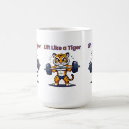 **強いトラ - ウェイトを持ち上げるかわいいトラのイラスト コーヒーマグカップ