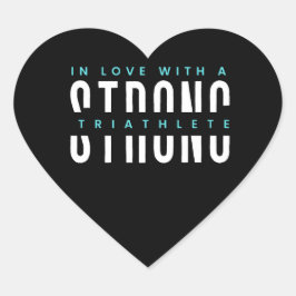 強いトリアスリート黒ハートとWhiteTypography ハートシール