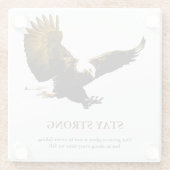 強いハゲのイーグルのアートワークをやる気を起こさせる維持 ガラスコースター (裏面)