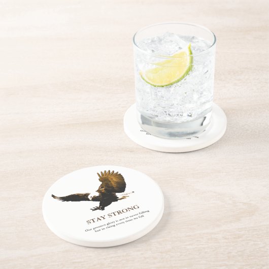 強いハゲのイーグルのアートワークをやる気を起こさせる維持 コースター (側面)