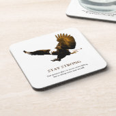 強いハゲのイーグルのアートワークをやる気を起こさせる維持 コースター (左側)