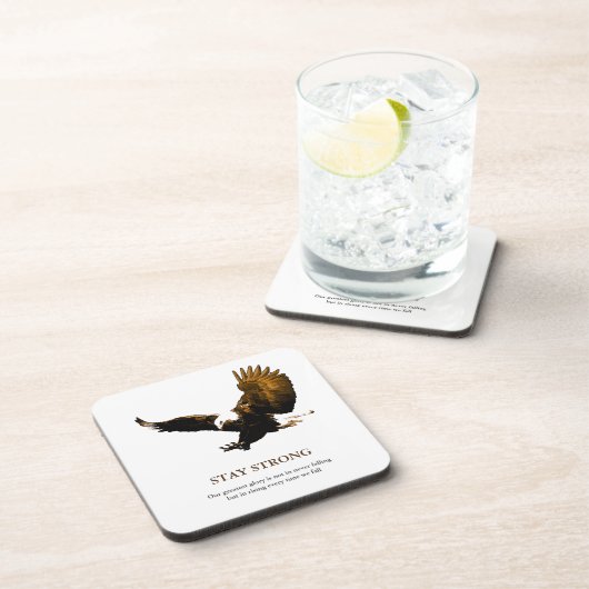 強いハゲのイーグルのアートワークをやる気を起こさせる維持 コースター (右側)