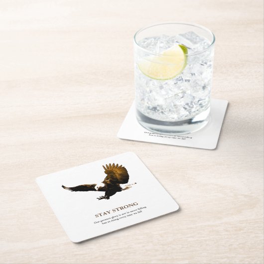 強いハゲのイーグルのアートワークをやる気を起こさせる維持 スクエアペーパーコースター (インサイチュ)
