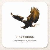強いハゲのイーグルのアートワークをやる気を起こさせる維持 スクエアペーパーコースター (正面)