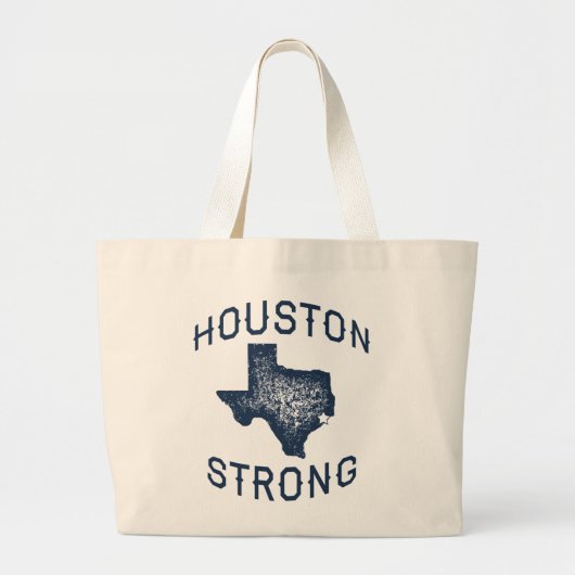 強いヒューストン- Harveyの洪水のレリーフ、浮き彫り ラージトートバッグ (正面)