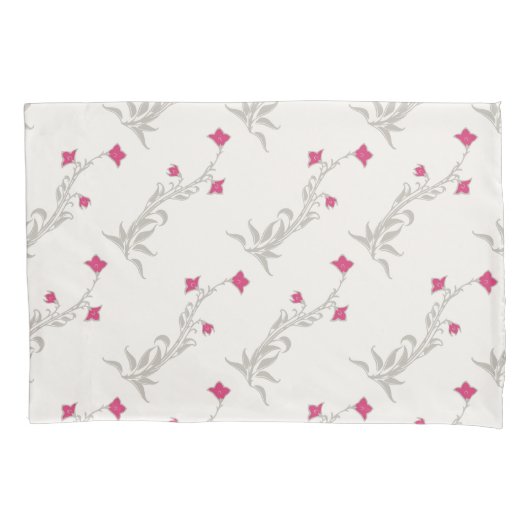 強いピンク色の花 枕カバー (正面)