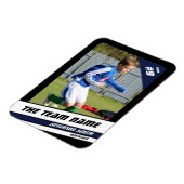 強いブルーブラックでサッカー選手のトレーディングカード マグネット (左側)