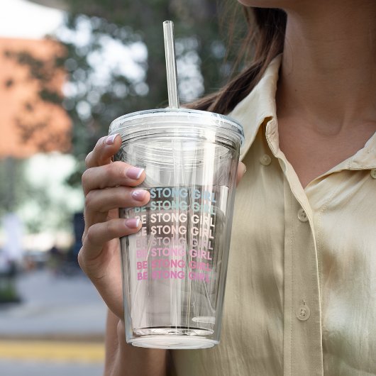 強いモダン女の子のインスピレーションのフレーズ アクリルタンブラー