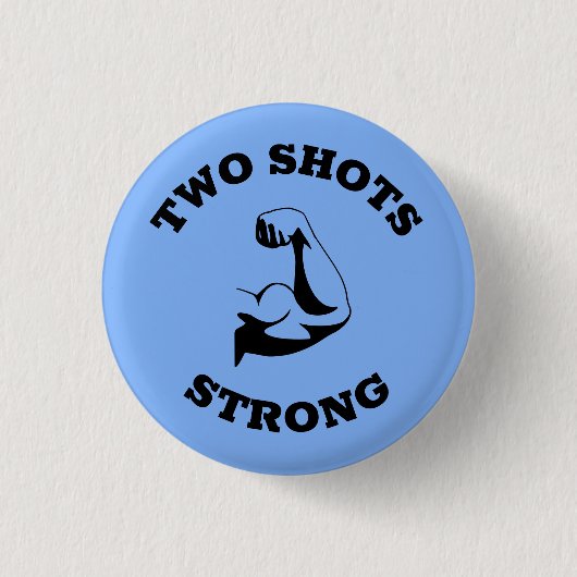 強い予防接種ボタン 缶バッジ (正面)