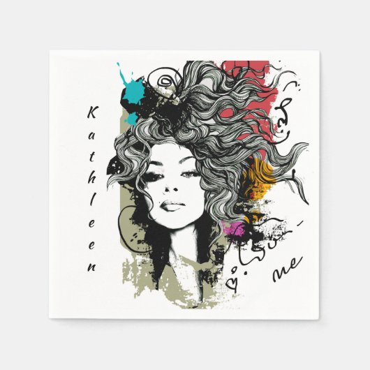 強い力を持った女性 スタンダードカクテルナプキン (正面)