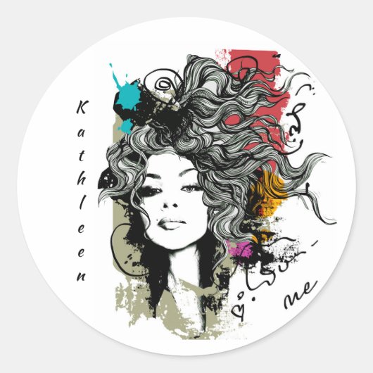 強い力を持った女性 ラウンドシール (正面)