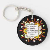強い勇敢さを恐れない – 聖書の聖句 キーホルダー (正面)