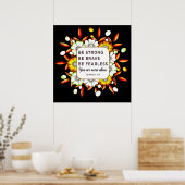 強い勇敢さを恐れない – 聖書の聖句 ポスター (キッチン)