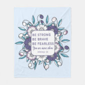 強い勇敢な恐れを知らない – バイブル聖句フリースBla フリースブランケット (正面)