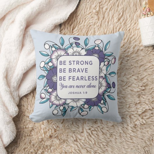 強い勇敢な恐れを知らない – 聖書の詩ピロを投げる クッション (ブランケット)