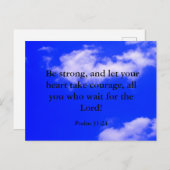 強い勇気の聖書の一節 青空 白い雲 ポストカード (正面/裏面)
