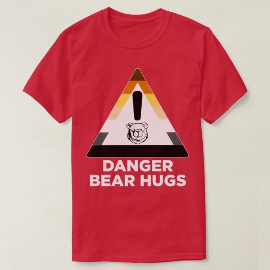 強い危険ベアハグスホワイト Tシャツ (デザイン正面)