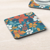 強い夏の花柄 コースター (左側)