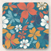 強い夏の花柄 コースター (正面)