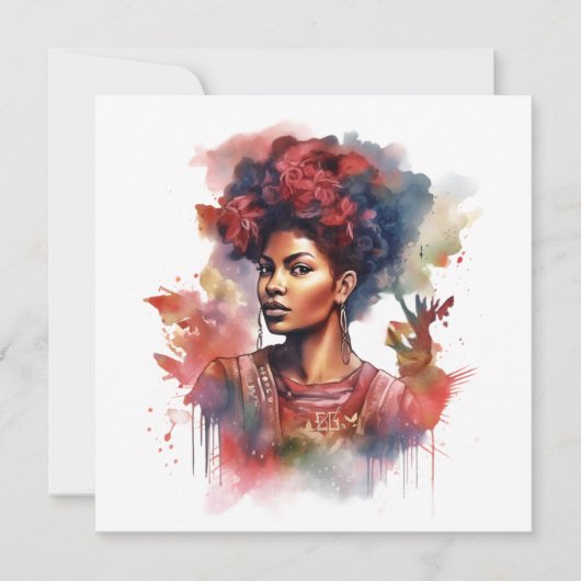 強い女の子の黒の歴史強いアフリカ サンキューカード (正面)