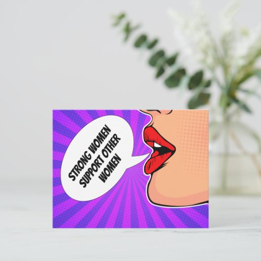 強い女性が互いにフェミニズムの芸術を支えポップ・アートの合う ポストカード (スタンド正面)